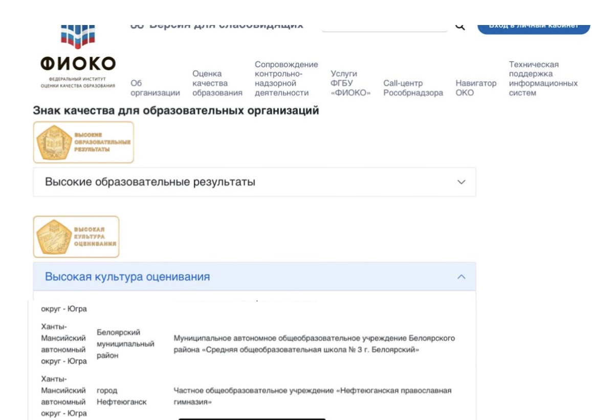 Высокая культура оценивания.